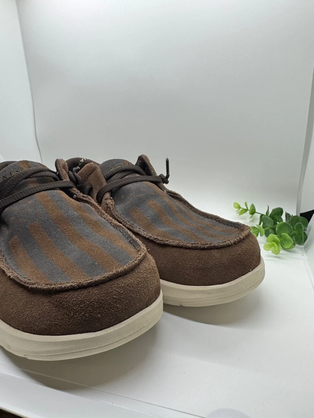 Ariat Hilo Slip on Casual Shoes Brown Bomber Suede Flag USA 10050974 Mens 11D